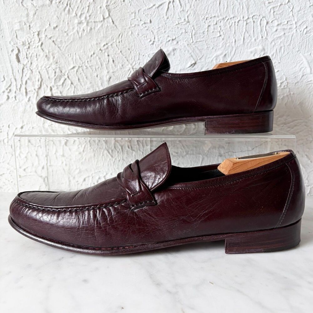 Wright Arch Preserver Penny Loafers 11.5 AAA Burgundy Italy w/Shoe Trees